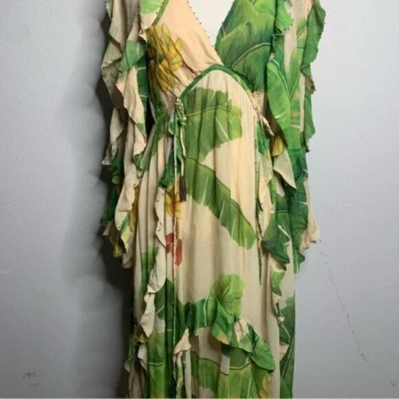 chinese dress ladies Blue Banana Grapes Sleeveless Lenzing Ecovero Maxi Dress
